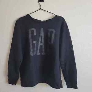 GAP Womens Sz L Classic Pullover Crewneck Athletic Sweatshirt Spellout Black