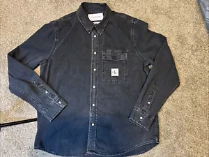 VINTAGE CALVIN KLEIN BLACK JEAN JACKET SIZE XL BUTTON UP, GREAT CONDITION - Picture 1 of 8