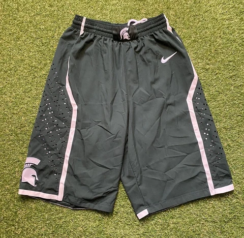 Nike Michigan State Spartans Men’s Small Green Dri-Fit Basketball Gym Shorts Cover