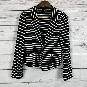 Poetry Jacket Womens Large Black White Stripe Career Stretch Office Blazer - Picture 1 of 10