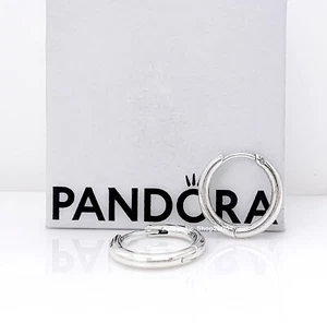 New 100%  Authentic PANDORA 925  Moments 18 mm Charm Hoop Earrings 293355C00 - Picture 1 of 9