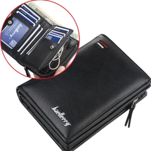Cartera plegable corta para hombres con cremallera Sección vertical Multi Card Coin Purse Bag - Imagen 1 de 8