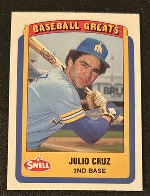 1990 年 Swell 棒球伟人 Julio Cruz 棒球卡 #88 水手 2B 状况极佳 O/C — 第 1/2 张图片