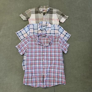 3er Set Barbour kariertes kurzärmliges Button Down Herrenhemd Gr. Medium maßgeschneidert - Bild 1 von 7