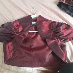 Roman Shrug Bolero Red Burgandy Metallic Party Occasion Blazer Jacket Uk 10/12 - Picture 1 of 11