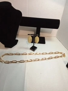 JTV Büroklammer Kette & Ohrringe 18 Karat Gold über Bronze Made in Italy - Bild 1 von 6