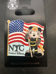 HTF World of Disney Pin WOD Logo Fireman Mickey Mouse USA American Flag - Picture 1 of 1