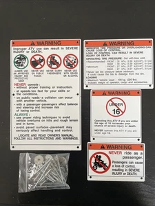 Warning Decals Stickers, Aluminum Backed for Yamaha Raptor, Blaster, Banshee - Picture 1 of 4