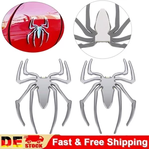 2 Stück Auto 3D Spinne Emblem Aufkleber Chrom Metall Abzeichen, Kratzer abdecken - Bild 1 von 6