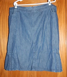 Women's Plus Size 22W Denim Jean Skirt by CJ Banks Pleated Flare Ruffle Hem - Picture 1 of 3