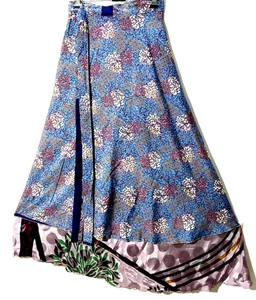 Increíble-arte Vintage Seda Sari Magic Wrap Falda Reversible Doble Capa Falda, - Imagen 1 de 6