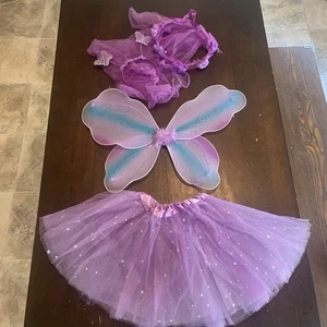 Disfraz Mariposa 3T Niñas Púrpura Alas Falda Corona Diadema Halloween Conjunto - Imagen 1 de 9