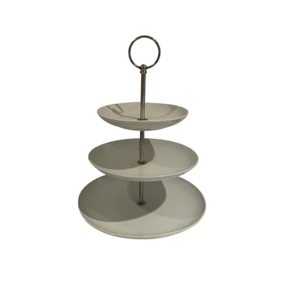 Pottery Barn 3 Tier Tidbit Desert Cookie Appetizer Serving Stand Great White EUC - Image 1 of 4