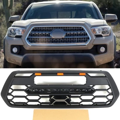 Parrilla delantera compatible con Toyota Tacoma 2016-2023 parrilla negra con LED y barra de luz Foto 1 de 4