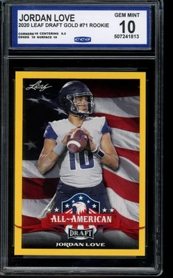 2020 Leaf Draft #71 Jordan Love Gold CCG 10 - Image 1 of 2
