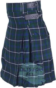 Blue Douglas Tartan Leather Straps Utility Kilts - Picture 1 of 4
