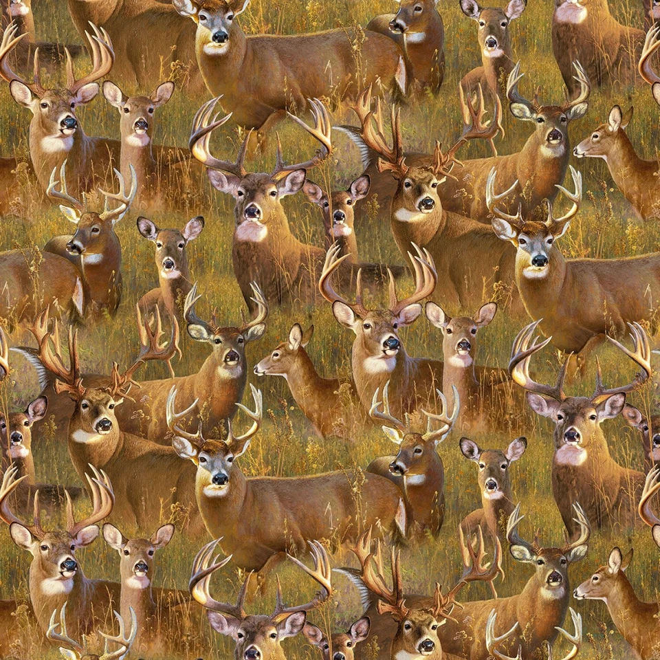 Elizabeth's Studio A Buck Stops Here by Hayden Lambson 44002 Gold Packed  Cotton - Image 1 of 1