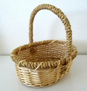 Split Oak/Sea Grass/Rattan Oval Gathering Market Basket Farmhouse 13" Tall Vtg - Picture 1 of 12
