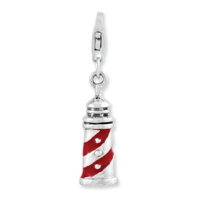 Lighthouse Charm 3D Enameled .925 Sterling Silver Click On Amore La Vita - Image 1 of 4