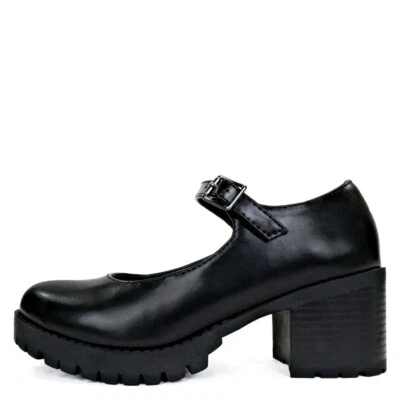 New SODA-BOXER PLATFORM LEATHER MARY JANES 2.5" Mid-Chunky Block Heel Women PUMP - Image 1 of 4