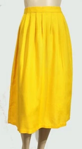 Vintage Russ Yellow Goldenrod Linen Texture Skirt 70s 80s M - Picture 1 of 4