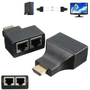 HDMI to Dual RJ45 Extender Over Cat 5e/6 4K 1080P HD Network Ethernet Adapter UK - Picture 1 of 17