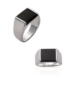 Ring Siegelring Massiv Silber 925/1000 Und Onyx Stempel Größen Auswahl 50 Ab 68 - Bild 1 von 3