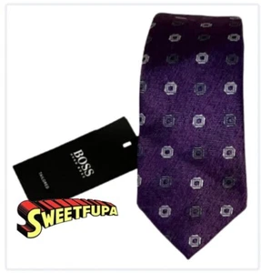 Hugo Boss Tailored Tie Silk Geometric Hex Print Hand Made Italy 6cm 1018042 NWT - Picture 1 of 5
