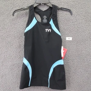 TYR Women's Carbon Tank Top Black Blue Lite XS Nylon Blend Triathlon CrossFit - Picture 1 of 11