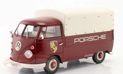 1950 New Volkswagen VW T1 Pick-Up Porsche Service dark red 1:18 Solido Diecast - Image 1 of 4