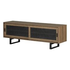 South Shore Balka 63"W Engineered Wood TV Stand with Sliding Doors in Oak Brown