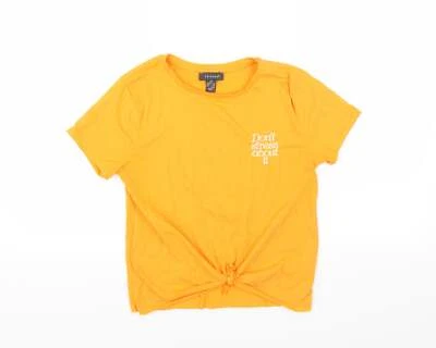 Primark Womens Orange Cotton Blend Basic T-Shirt Size XS Round Neck - Image 1 of 4