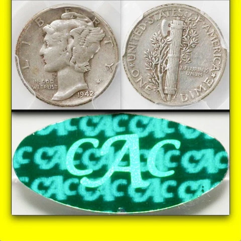 1942/1 PCGS VF35 CAC $1,100-Comp Lovely Choice PQ Mercury Dime RARE KEY DATE 10C Cover