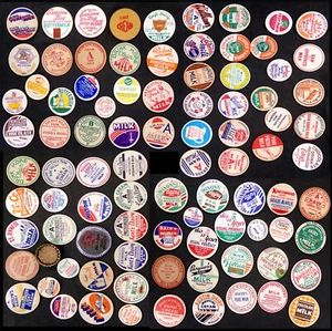 90 CAPS: Vintage Milchflaschenverschluss Lot Antik Milch Lieferung USA Kanada keine Wiederholung - Bild 1 von 7