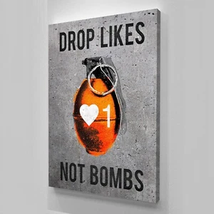 Alec Monopoly "Drop likes not bombs", HD Canvas print Home decor painting,24x32" - Picture 1 of 2