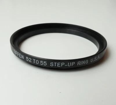 Tiffen 52mm to 55mm Step-up ring Metal adapter threaded Made in USA - Image 1 of 4