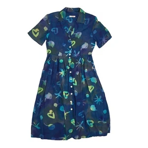 Marks & Spencer 90s Vintage Stars & Hearts Daywear Dress Women's Size 12 - Picture 1 of 5