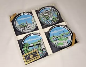 Vintage Walt Disney World Schwarz Glas Untersetzer 4er Set im Paket - Bild 1 von 2