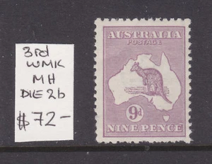 KANGAROO:   9d  VIOLET   3RD  WMK  DIE 2b  MH   - Picture 1 of 1