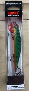 Rapala Ripstop Deep Minnow Lure Fire Tiger 3 Treble Hooks Hard Stopping Action - Picture 1 of 2