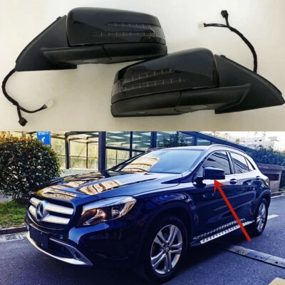 Power Car Rear View Mirror Pair for Mercedes Benz GLA X156 GLA200 GLA250 Black — 第 1/4 张图片
