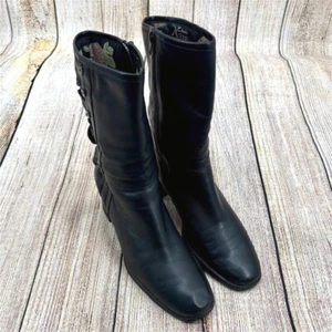 Clarks Artisan Women's Size 7.5 Mid-Calf Black Leather Zipper Boots - Picture 1 of 8