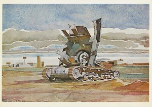 POSTCARD Colin Hayes "Italian Tank Wrecked by Sappers" 1942 Imperial War Museum - Picture 1 of 1