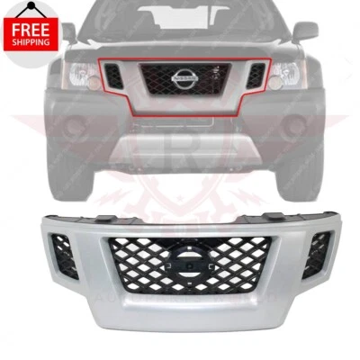 New Front Grille Assembly Silver Shell Gray Insert Fits 2009-2013 Nissan Xterra Foto 1 de 4