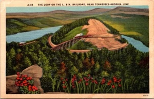 Postcard The Loop On the L&N Railroad Near Tennessee-Georgia Line - Picture 1 of 2