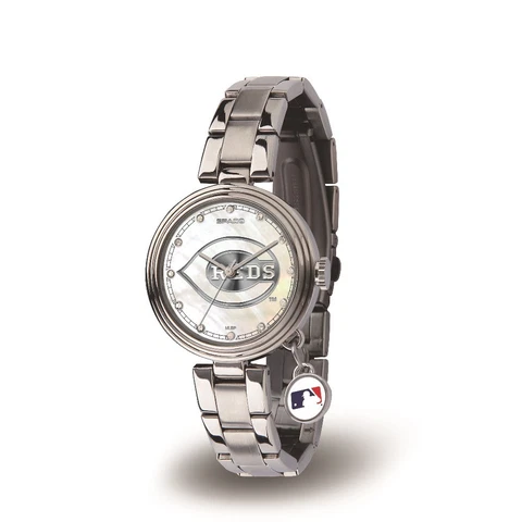 Cincinnati MLB Reds Charm Watch with Stainless Steel Band Cover
