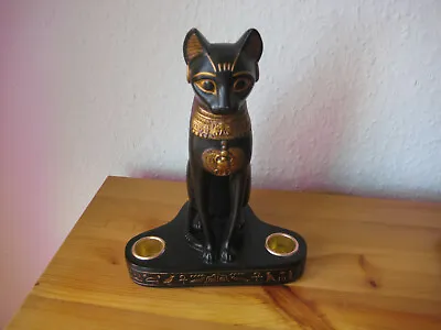 Ägyptische Skulptur Katzengöttin Bastet Als Kerzenhalter  20 Cm • 29.95€