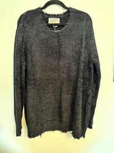 Neu mit Etikett Sandrine Rose Damenpullover mit Rundhalsausschnitt Gunmetal, Gr. S, Glitzer - Bild 1 von 9