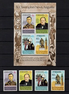 ST. CHRISTOPHER NEVIS ANGUILLA, SCOTT # 290-293A, SET OF MNH WINSTOR CHURCHILL - Image 1 of 3