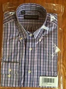 Kenneth Gordon Sport Hemd Knopfleiste Lavendel Multi Kariert XS Neu mit Etikett - Bild 1 von 2